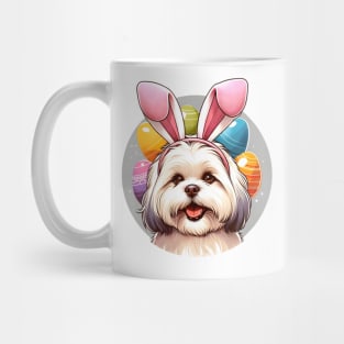 Russian Tsvetnaya Bolonka Enjoys Easter with Bunny Ears Mug